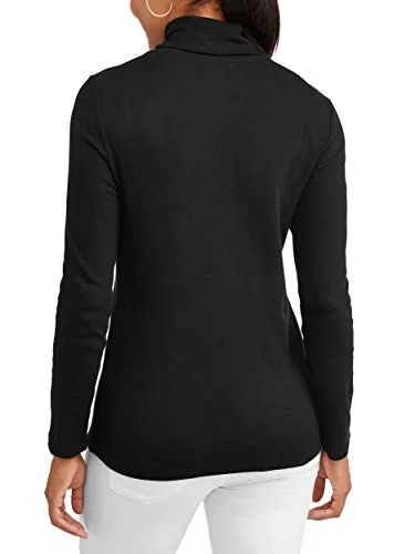 Time & Tru Womens Merry Christmas & Happy New Year Santa Dog Turtleneck (Small (4/6)) Black — 2