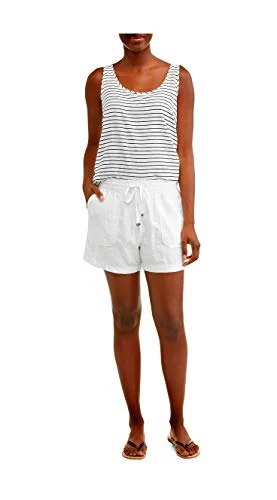 Time and Tru Womens Plus Size Relaxed Fit Linen Shorts (XXXL (22), White) — 2