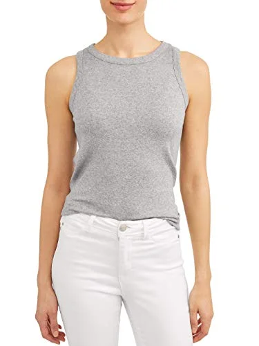 High-Low V-Neck Tank — womens neck crew semi fitted (heathered 