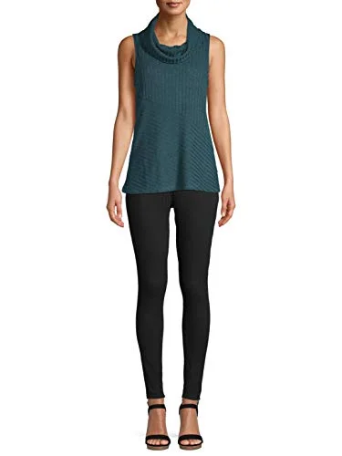 Time and Tru Women's Sleeveless Turtleneck Sweater (Gem Slate, Small 4-6) — 2