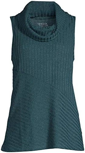 Time and Tru Women's Sleeveless Turtleneck Sweater (Gem Slate, Small 4-6) — 3