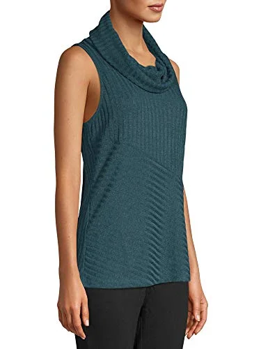 Time and Tru Women's Sleeveless Turtleneck Sweater (Gem Slate, Small 4-6) — 4