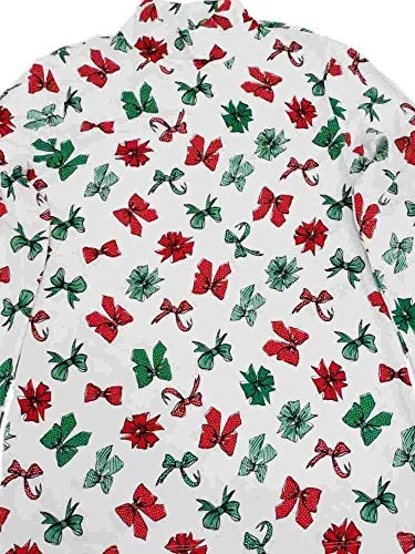 Christmas Bows All Over Winter White Long Sleeve Mock Neck Top - 2XL — 2