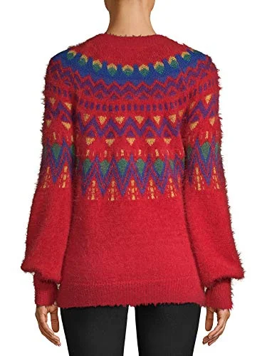Women's Fair Isle Sweater (Small 4/6, Red) — 3