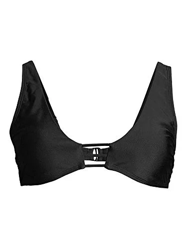 Women's Strappy Bralette Bikini Swimsuit Top Black, S/CH — 2