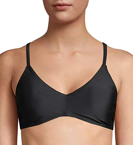 Time and Tru Women's Core Triangle Swimsuit Bikini Top Black, Medium — 3