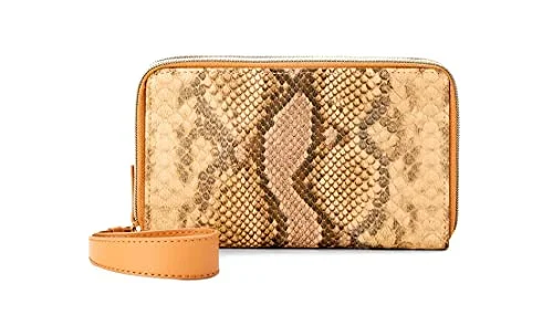 Double Zip Wristlet Wallet — wallet (tan snake)