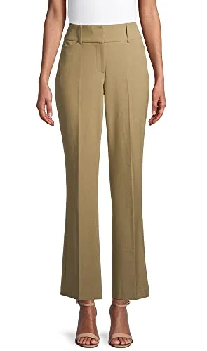 Time & Tru Women's Mid-Rise Bootcut Trouser Pants (Beige, 18)