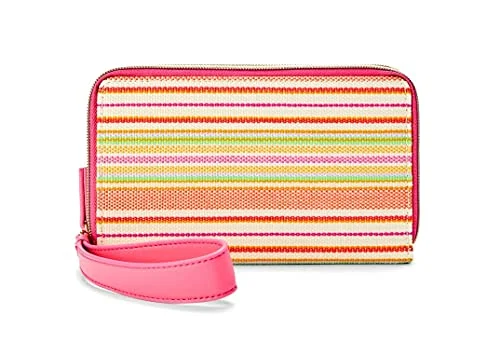 Time and Tru Double zip wristlet, 7.5” x 1.25”H x 5”D (Multi Stripe)