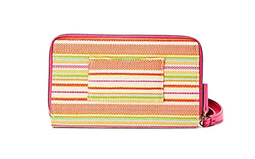 Time and Tru Double zip wristlet, 7.5” x 1.25”H x 5”D (Multi Stripe) — 2