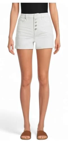 High Rise Curvy Jeans — rise button denim shorts (white