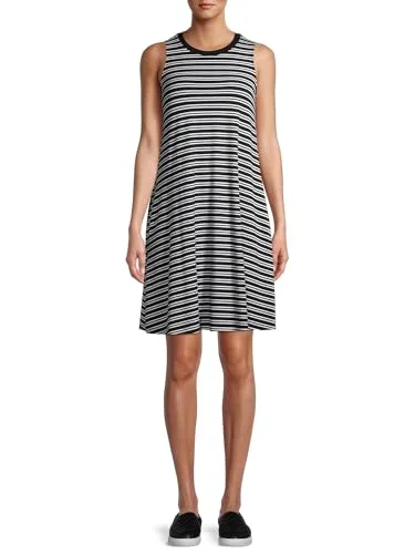 Sleeveless Knit Dress — (black stripe