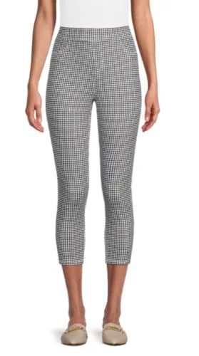 Time and Tru Black White Check High Rise Stretch Fitted Capri Jegging (3X-22)