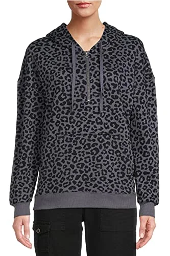 Animal Print Slate Grey Pullover Hoodie - 2XL