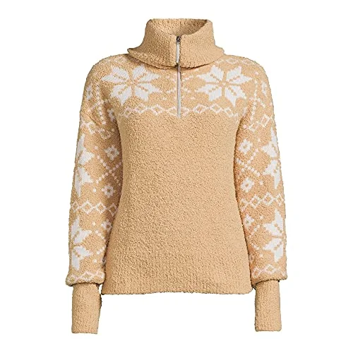 Time and Tru Women's Super Soft Quarter Zip Pullover (Beige, XL) — 4