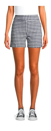 Time and Tru Women's 4" Millennium Short (Blue Cove Gingham, XXL-20)