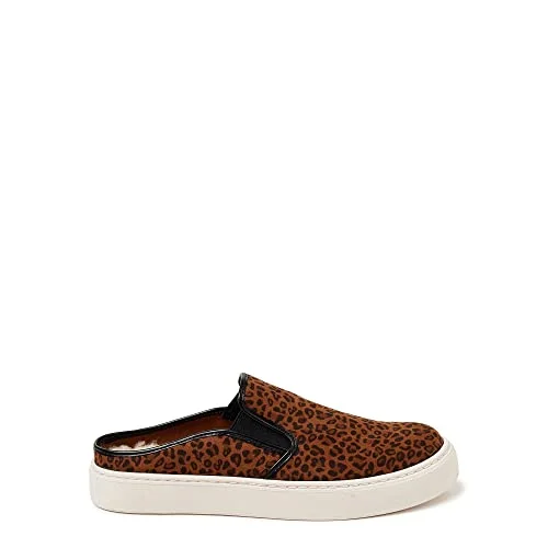 Time & Tru Women's Twin Gore Slip On Comfort Casual Mule Slide (M, Leopard, numeric_7) — 2