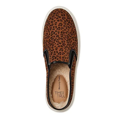 Time & Tru Women's Twin Gore Slip On Comfort Casual Mule Slide (M, Leopard, numeric_7) — 4