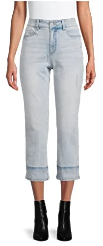 Frayed Hem Denim Jeans — straight leg crop 12