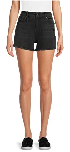 Time and Tru Black High Rise Frayed Hem Denim Shorts - 8