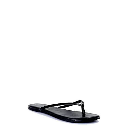 Time and Tru Women's Barely There Thong Sandals (8, Black, numeric_8) — 2