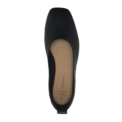 Time and Tru Women's Soft Square Toe Ballet Flats (9.5, Black, Numeric_9_Point_5) — 4