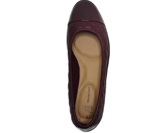 Time and Tru Women's Quilted Ballet Flats (Wine, us_Footwear_Size_System, Adult, Women, Numeric, Medium, Numeric_7) — 3