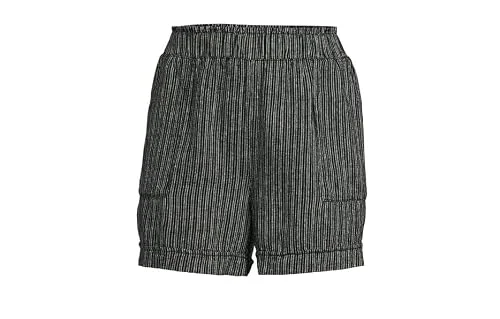 Smocked Linen Shorts — black white