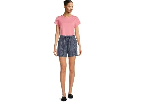 Women's Linen Shorts (as1, Alpha, 3X_l, Regular, Regular, Navy Stripe) — 3