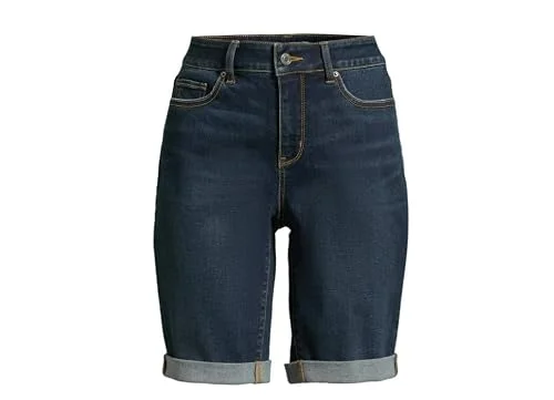 Time and Tru Women's 10" Denim Bermuda Shorts (US, Numeric, 2, Regular, Regular, Dark Wash) — 4