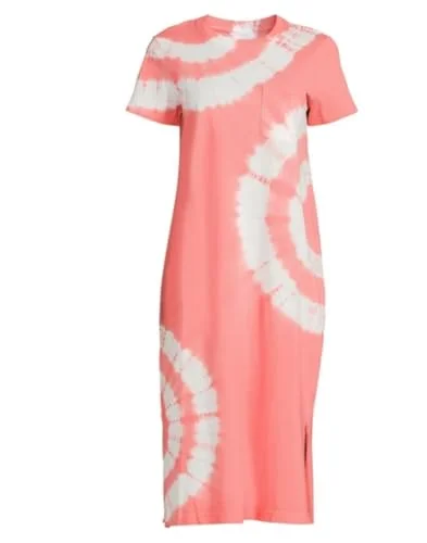 Time and Tru Women's T-Shirt Dress with Short Sleeves (US, Alpha, X-Small, Regular, Regular, Coral Tie) — 4