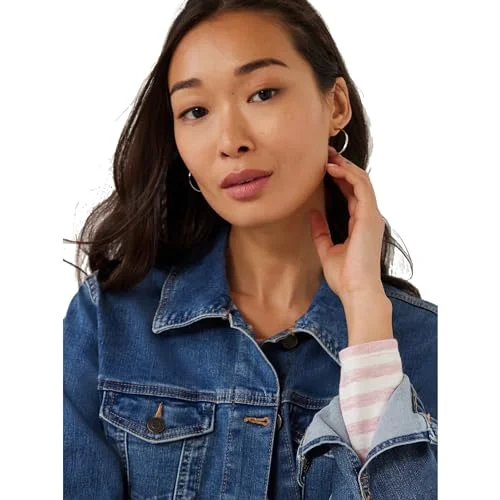 Time and Tru Women's Premium Stretch Denim Jacket (Medium Wash Blue, Small, S, 4-6) — 4