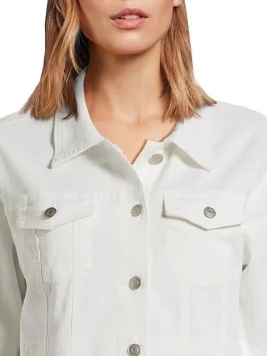 Time and Tru Women's Long-Sleeve Button-Front Denim Jacket (US, Numeric, 4, 6, Regular, Regular, White) — 3