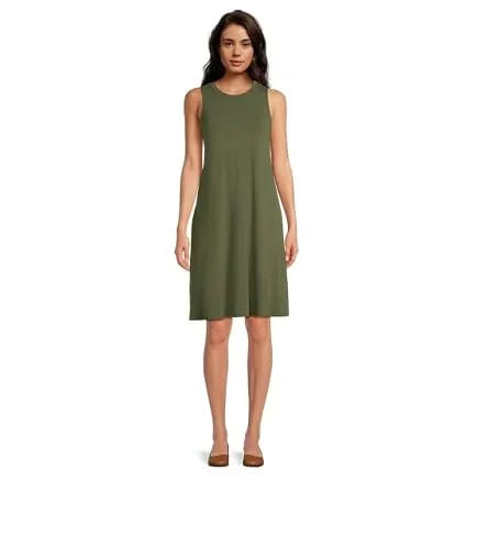 Time and Tru Women's Sleeveless Knit Dress (US, Alpha, Large, Regular, Regular, Sea Turtle)