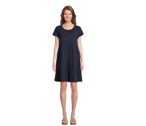 Time and Tru Women's Tiered Knit Dress (US, Alpha, X-Small, Regular, Regular, Navy)