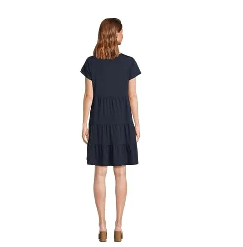 Time and Tru Women's Tiered Knit Dress (US, Alpha, X-Small, Regular, Regular, Navy) — 2