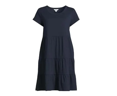 Time and Tru Women's Tiered Knit Dress (US, Alpha, X-Small, Regular, Regular, Navy) — 3
